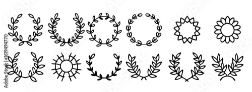 wreath floral line art elegant design collection