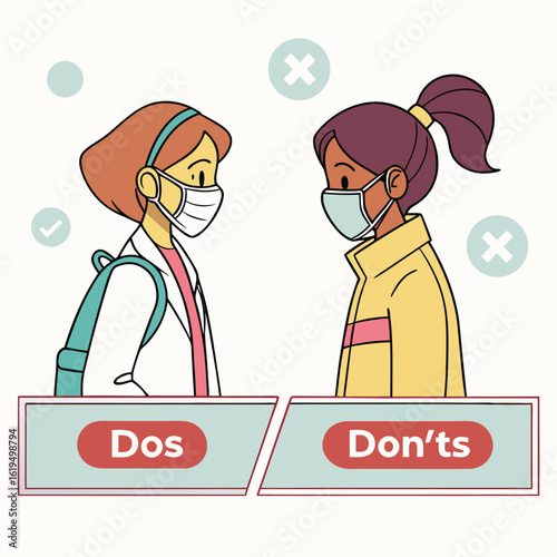 Mask-wearing dos and don’ts vector generated by ai