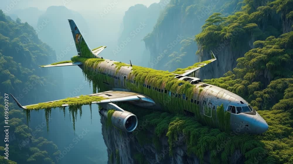 custom made wallpaper toronto digitalAbandoned airplane covered in greenery