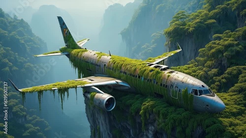 Wallpaper Mural Abandoned airplane covered in greenery Torontodigital.ca