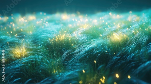 Glowing Grass Field: Magical Night Scene Background