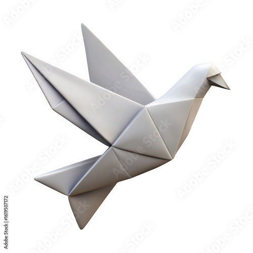 3d origami dove of peace isolated on transparent background