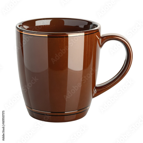 3d brown ceramic mug isolated on transparent background