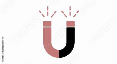 Two-Toned Horseshoe Magnet with Magnetic Field Lines Illustration