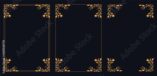 Corner frame, Set of vintage frames, Calligraphic border divider frame design element in classic vintage calligraphy