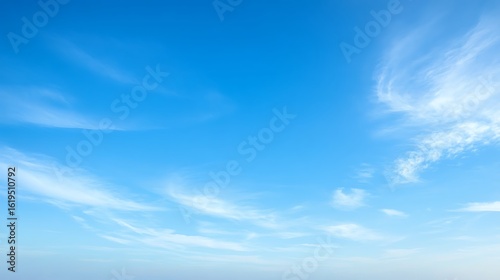 Clear sky with wispy clouds.
