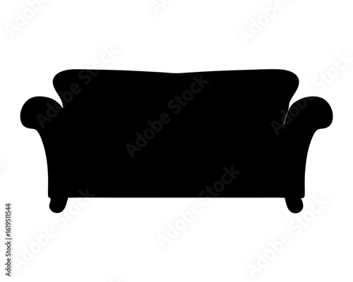 Elegant black couch silhouette evoking comfort and classic design aesthetics beautifully