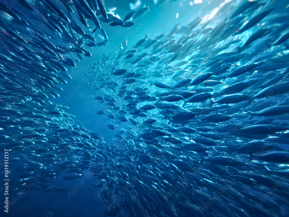 School of Fish Swimming Gracefully Underwater – 8K Photorealistic Image School of Fish Swimming Gracefully Underwater – 8K Photorealistic Image