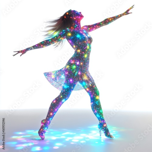 Radiant Woman in Luminous Dress:  Artistic Digital Photography