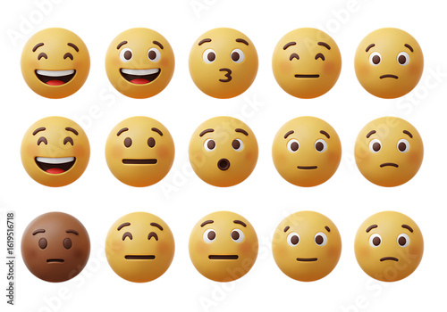 Versatile 3D Emojis A Collection of Expressive Faces for Design Projects on Transparent background
