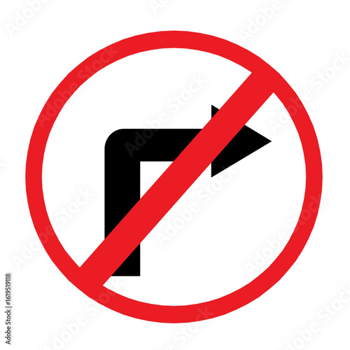 Free Download Right turn prohibited traffic sign symbol.eps - GFXLoad