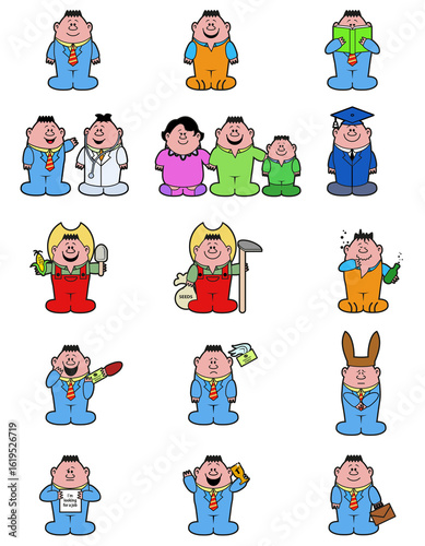 set of funny cartoon people