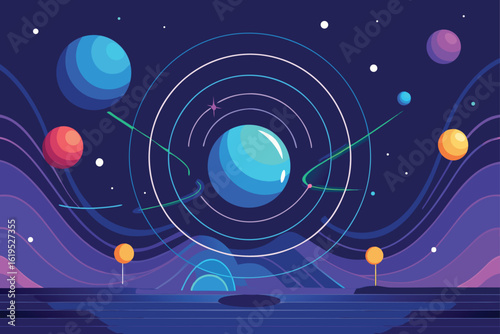 Abstract Futuristic Planetary Orbit Vector