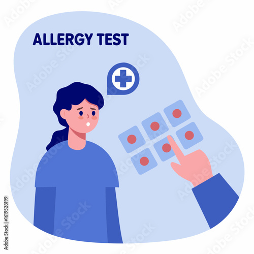 Young woman undergoing allergy test while looking concerned  