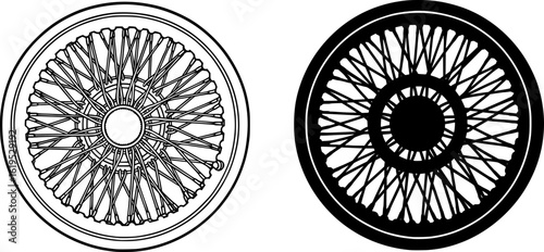 wire wheel tyre with 70 spoke for classic car and black wheel tyre 70 spoke version  set