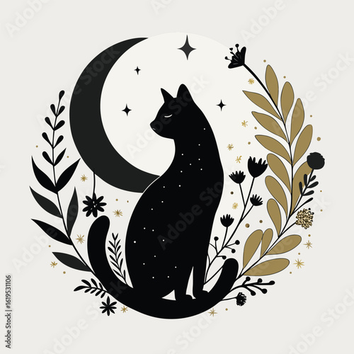 Black and white cat illustrations: cute feline animal silhouettes, vectors, and cartoon designs for pet lovers
