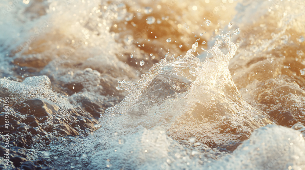 Obraz premium Dynamic water splashing on rocks creating beautiful patterns and capturing nature's energy