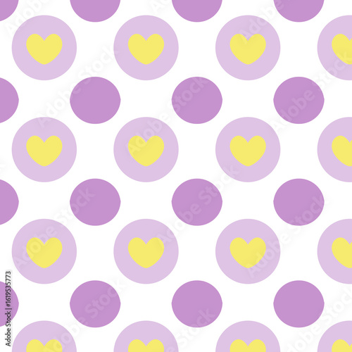 Yellow Heart in Lavender Dot