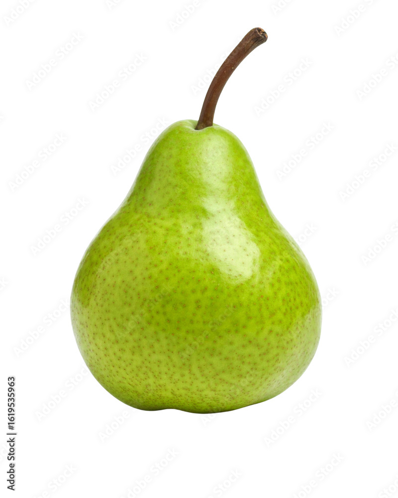 Green ripe pear on white background, healthy fresh fruit snack Green ripe pear on white background, healthy fresh fruit snack