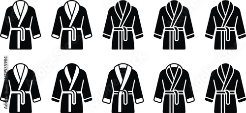 A collection of ten black robe icons arranged in two rows on a white background