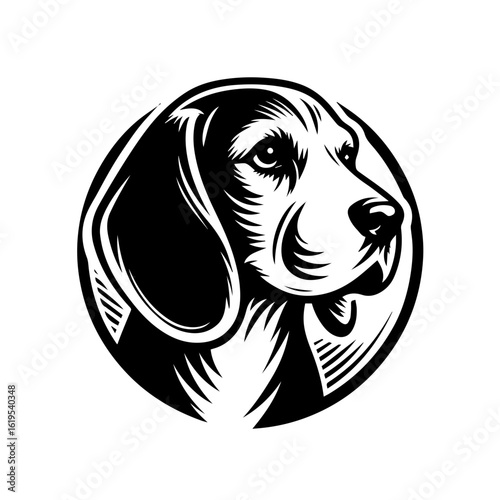 Stylized Black and White Beagle Dog Portrait.