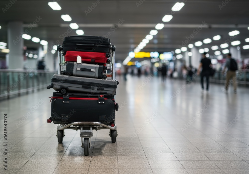 Obraz premium Airport Luggage Cart: Ready for Departure