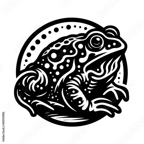 Wallpaper Mural Stylized Black and White Frog Illustration. Torontodigital.ca