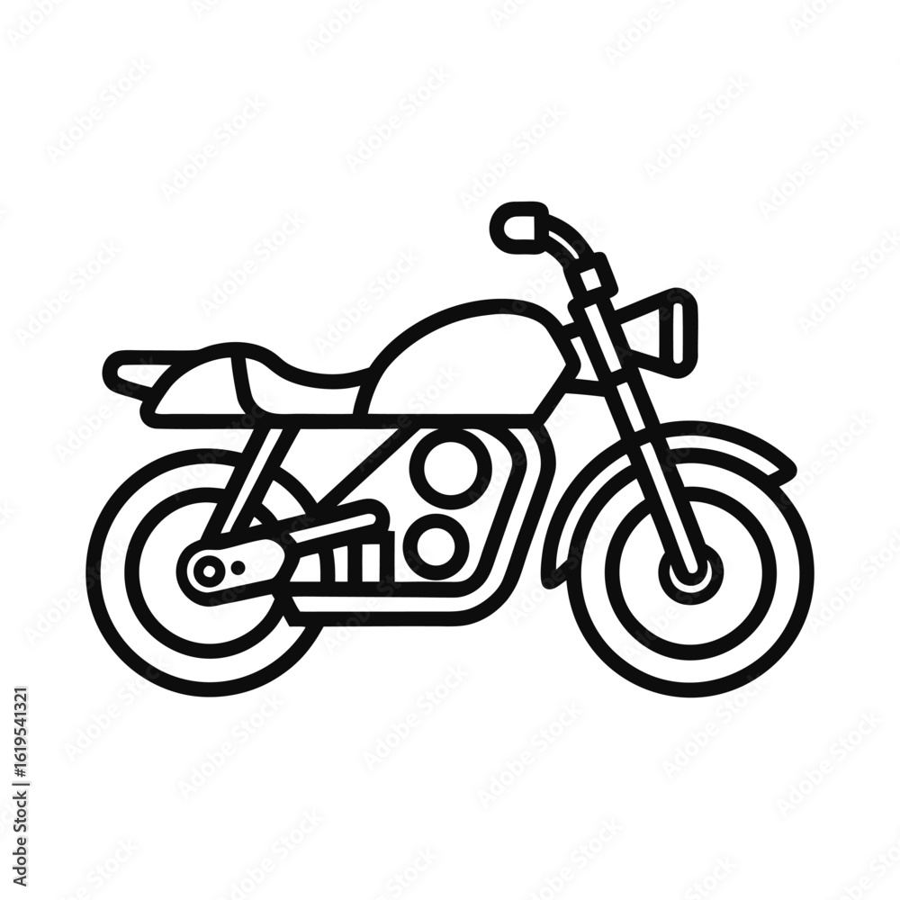 Fototapeta premium Stylised black and white line art motorcycle icon