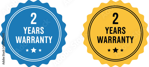 Two year warranty badge vector illustration for product guarantee offer vector design