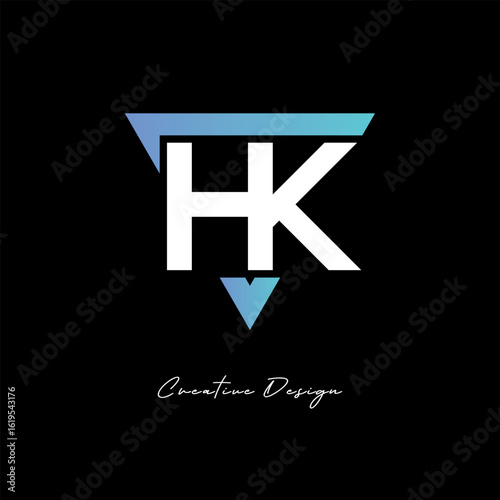 HK Letter Logo in Triangle -Modern Gradient Monogram for Branding & Identity Design