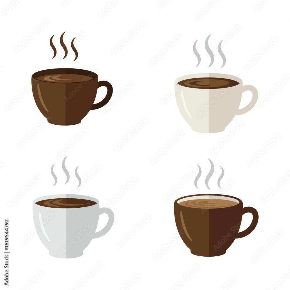 Obraz premium Four Coffee Cups with Steam