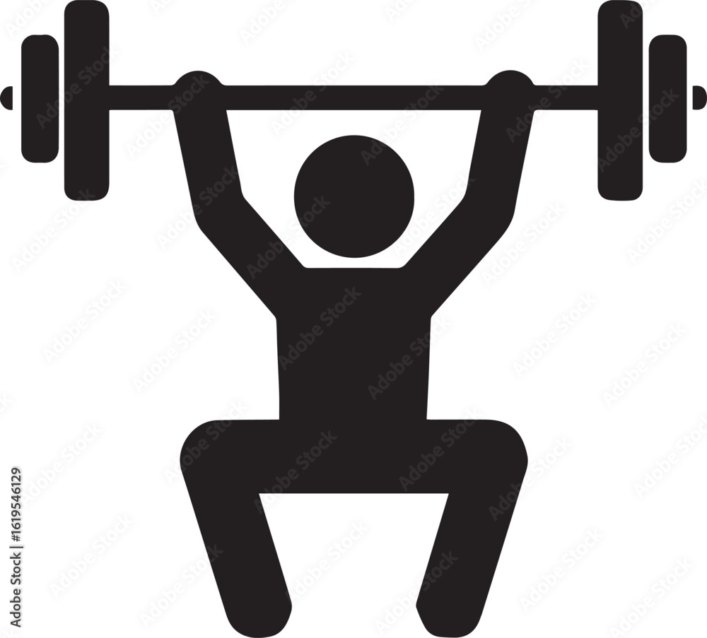 Naklejka premium Person lifting barbell in squat position weightlifting strength training