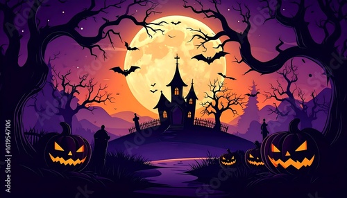 Halloween haunted house landscape