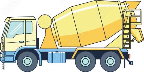 Find the best yellow cement mixer truck vector illustration for your project