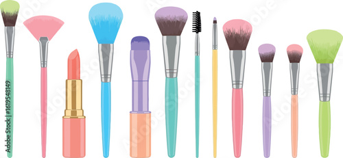 Makeup brushes and lipstick set professional beauty tools for cosmetic application