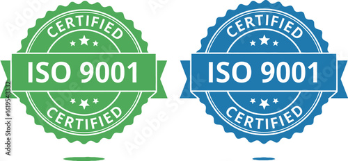 Iso 9001 certification seals for quality management system compliance standard