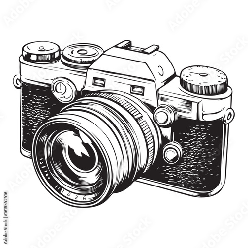 camera vector silhouette illustration with white background 
