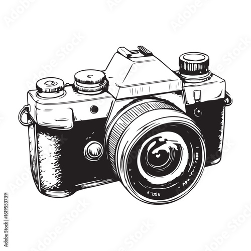 camera vector silhouette illustration with white background 