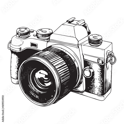 camera vector silhouette illustration with white background 