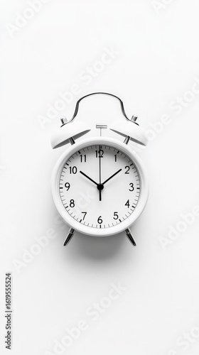 Wallpaper Mural White alarm clock, minimalist style, against a plain white background. Time displayed is just past 2 o'clock Torontodigital.ca