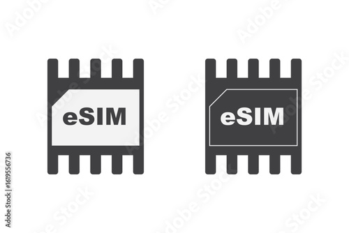 Esim chip card concept icon. Embedded sim card cellular mobile technology smart concept