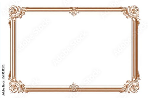Ornate, light brown frame with decorative flourishes