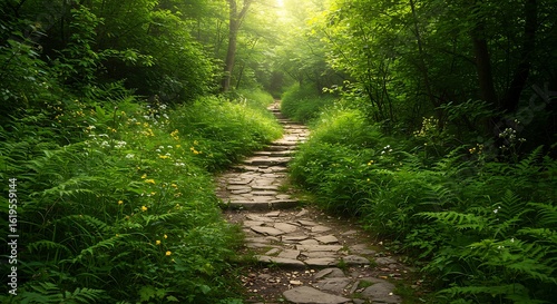 Sunlit Stone Path