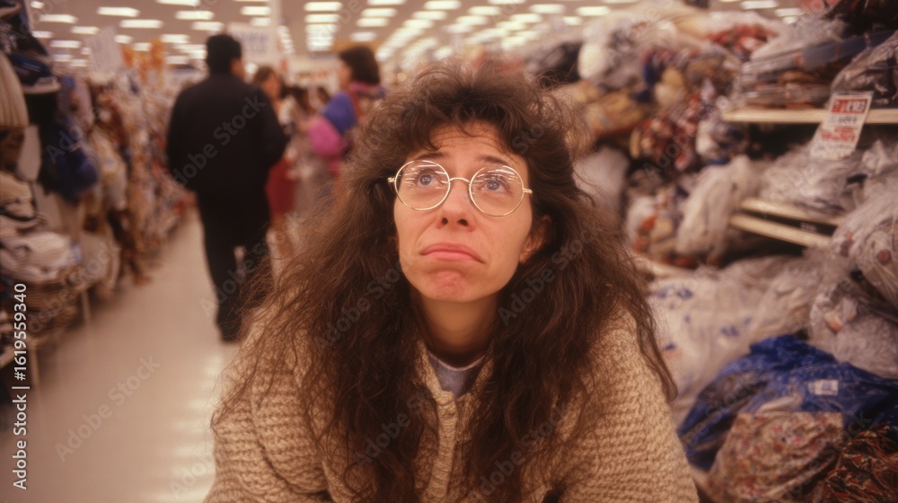 Fototapeta premium Woman looking lost in a store