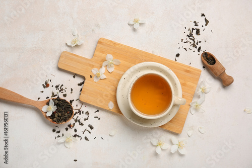 Cup of hot jasmine tea with...