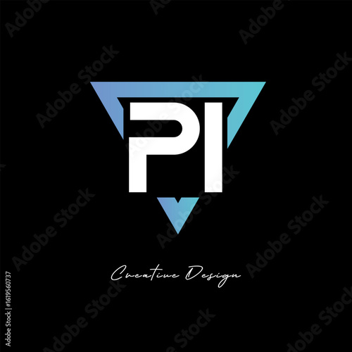 PI Letter Logo in Triangle -Modern Gradient Monogram for Branding & Identity Design