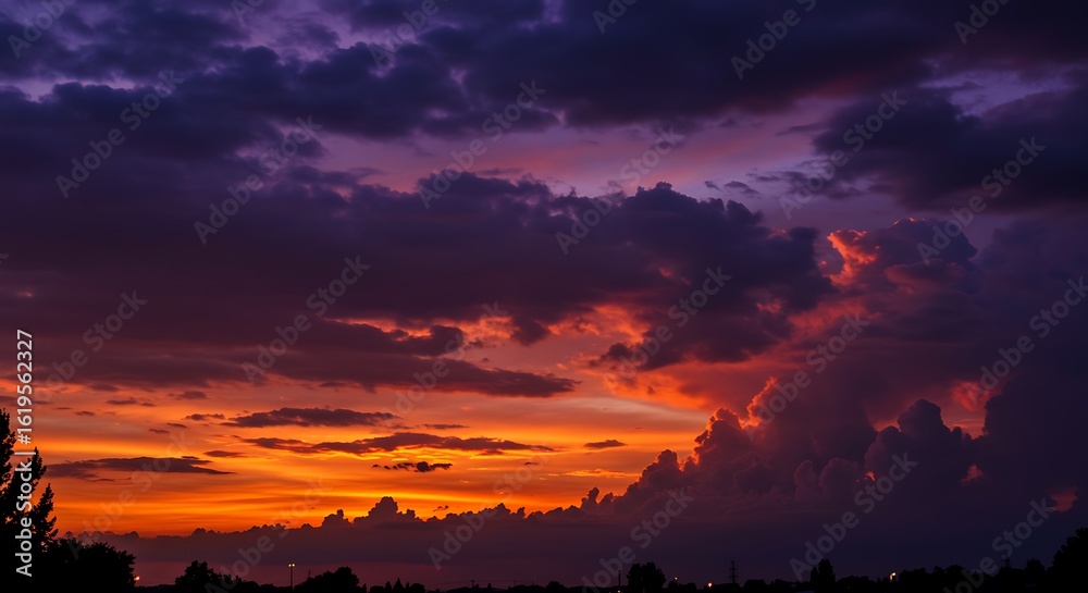 Obraz premium Dramatic Sunset with Vibrant Clouds