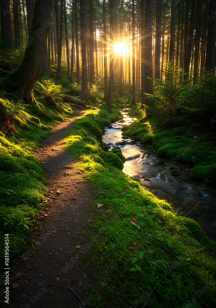 Obraz premium Sunlit Forest Path