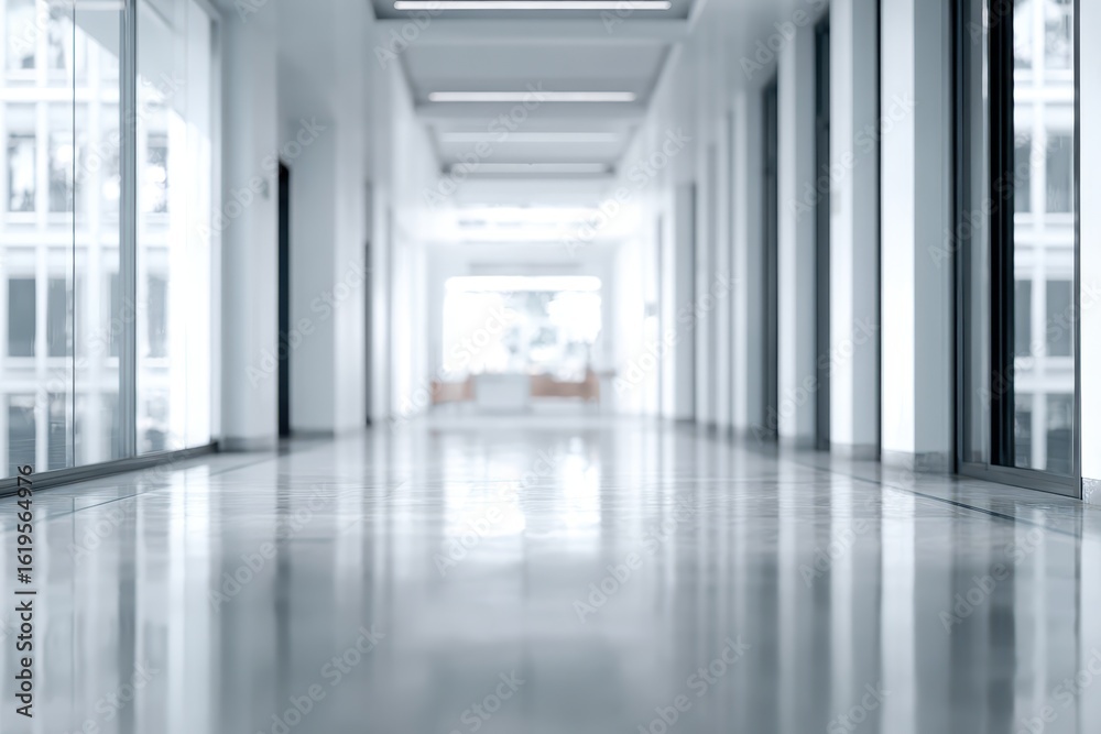 Obraz premium Empty modern hallway with glass walls