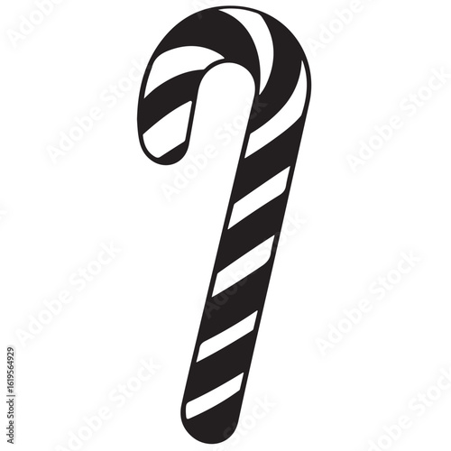 Candy cane silhouette, Christmas sweet icon, festive holiday vector, Christmas candy cane silhouette vector Illustration on white background, Christmas icon vector